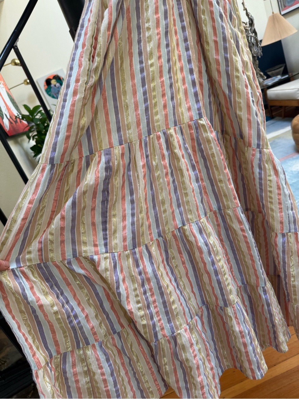 Boden Striped V-Neck Sleeveless Maxi Dress - Pastel Multi Colors - Picture 13 of 16